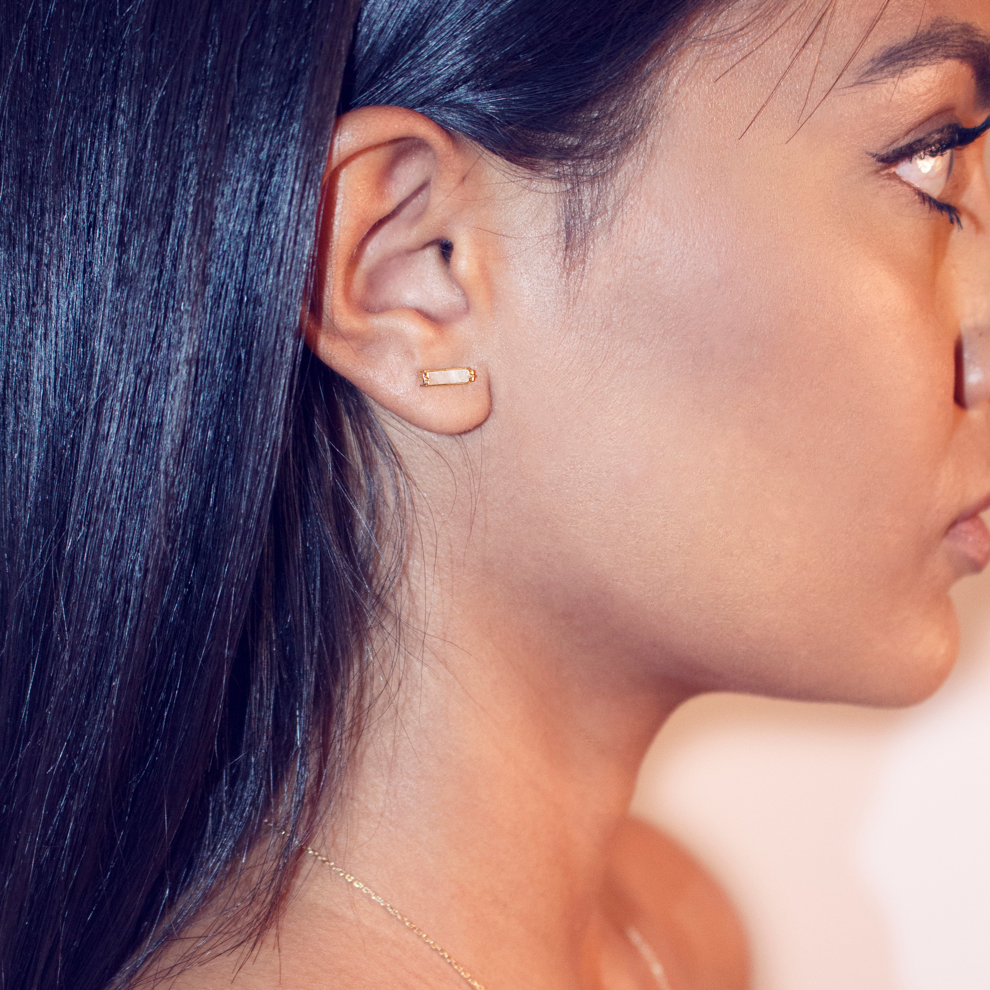 Moonstone Euclidean Bar Earrings